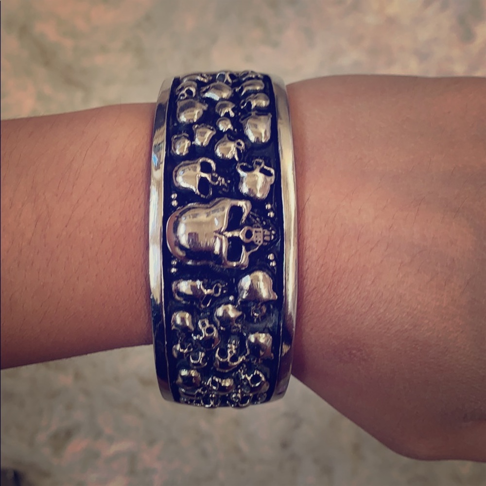 Stainless Steel Heavy Biker Skull Bracelet